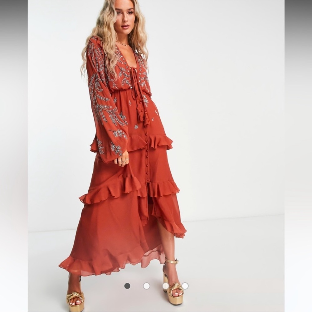 ASOS Terracotta Long Sleeve Maxi Dress